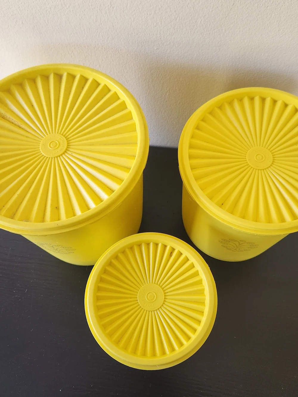 Vintage Tupperware Yellow Floral Canister Set